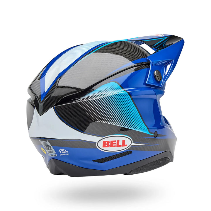 Bell Moto-10 Spherical Evade Helmet Gloss Blue/Black - Rear Right Side View