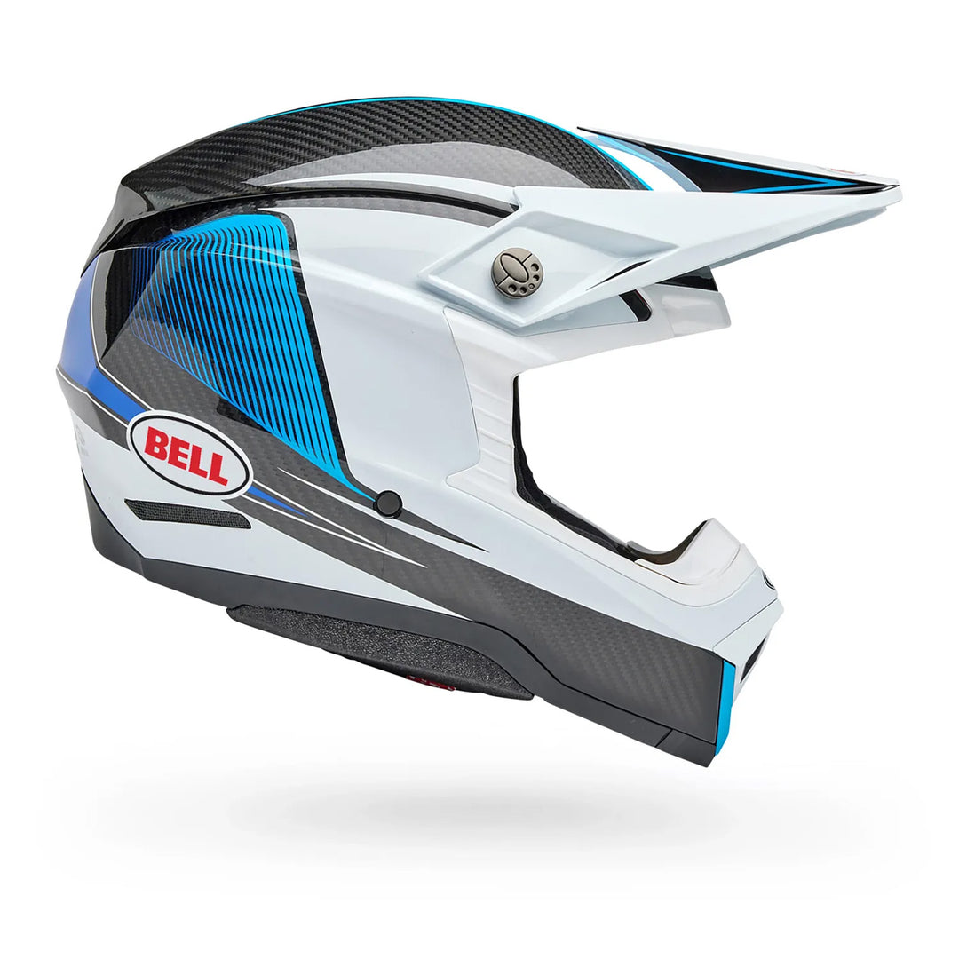Bell Moto-10 Spherical Evade Helmet Gloss White/Blue - Right Side View