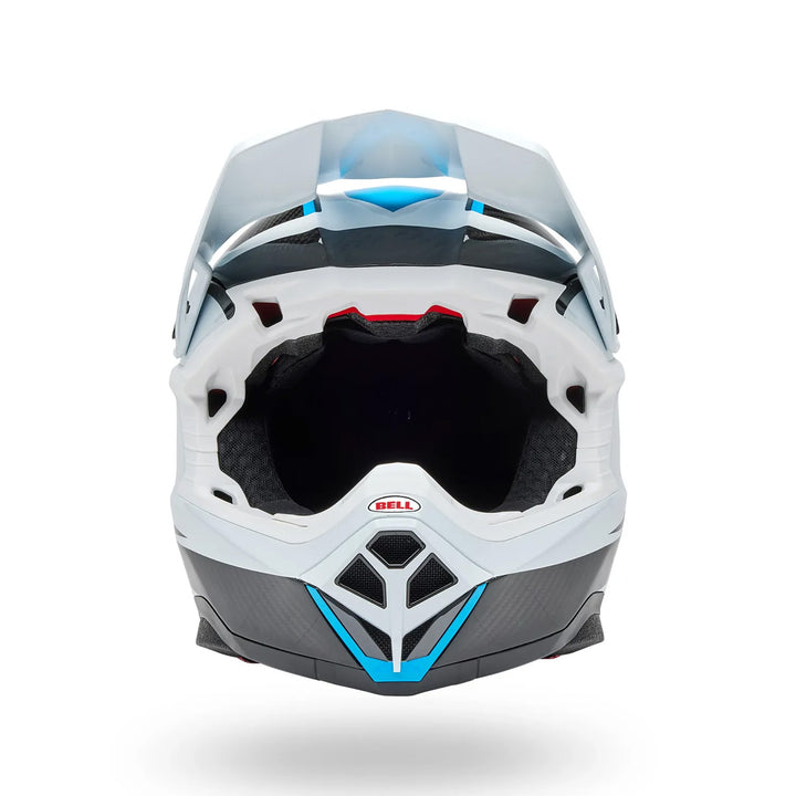 Bell Moto-10 Spherical Evade Helmet Gloss White/Blue - Front View