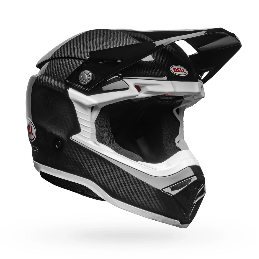 Bell Moto-10 Spherical Solid Helmet Gloss Black/White - Front Right Side View