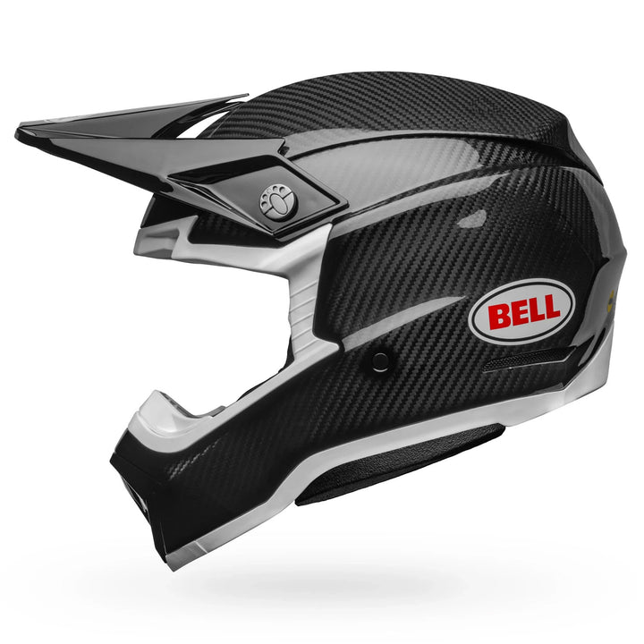 Bell Moto-10 Spherical Solid Helmet Gloss Black/White - Left Side View