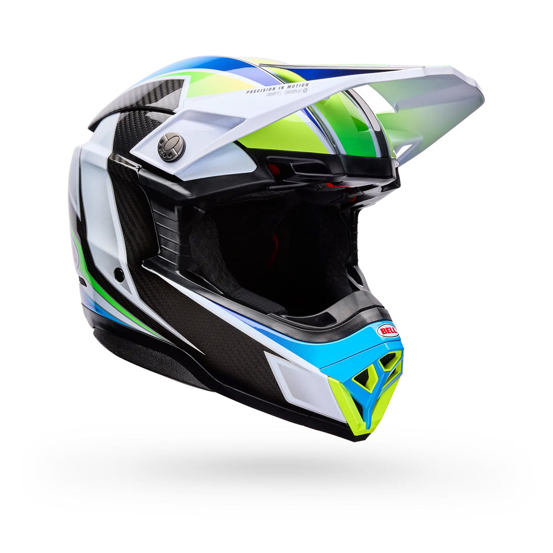 Bell Moto-10 Spherical Grid Helmet Gloss White/Black - Front Side View