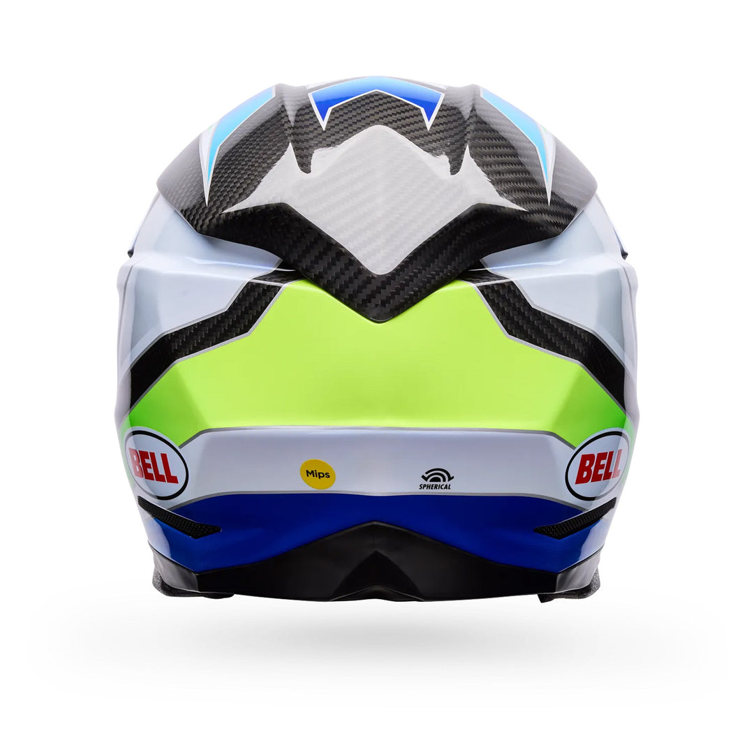 Bell Moto-10 Spherical Grid Helmet Gloss White/Black - Rear View