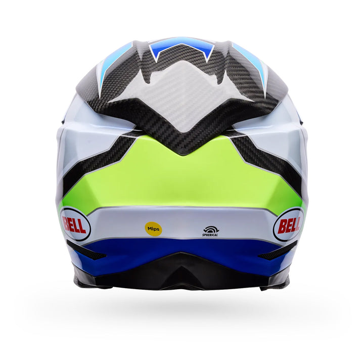 Bell Moto-10 Spherical Grid Helmet Gloss White/Black - Rear View