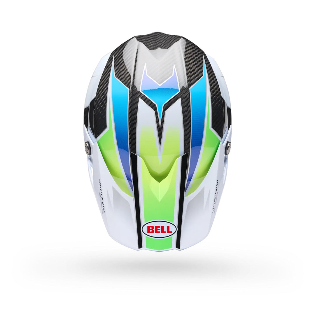 Bell Moto-10 Spherical Grid Helmet Gloss White/Black - Top Down View