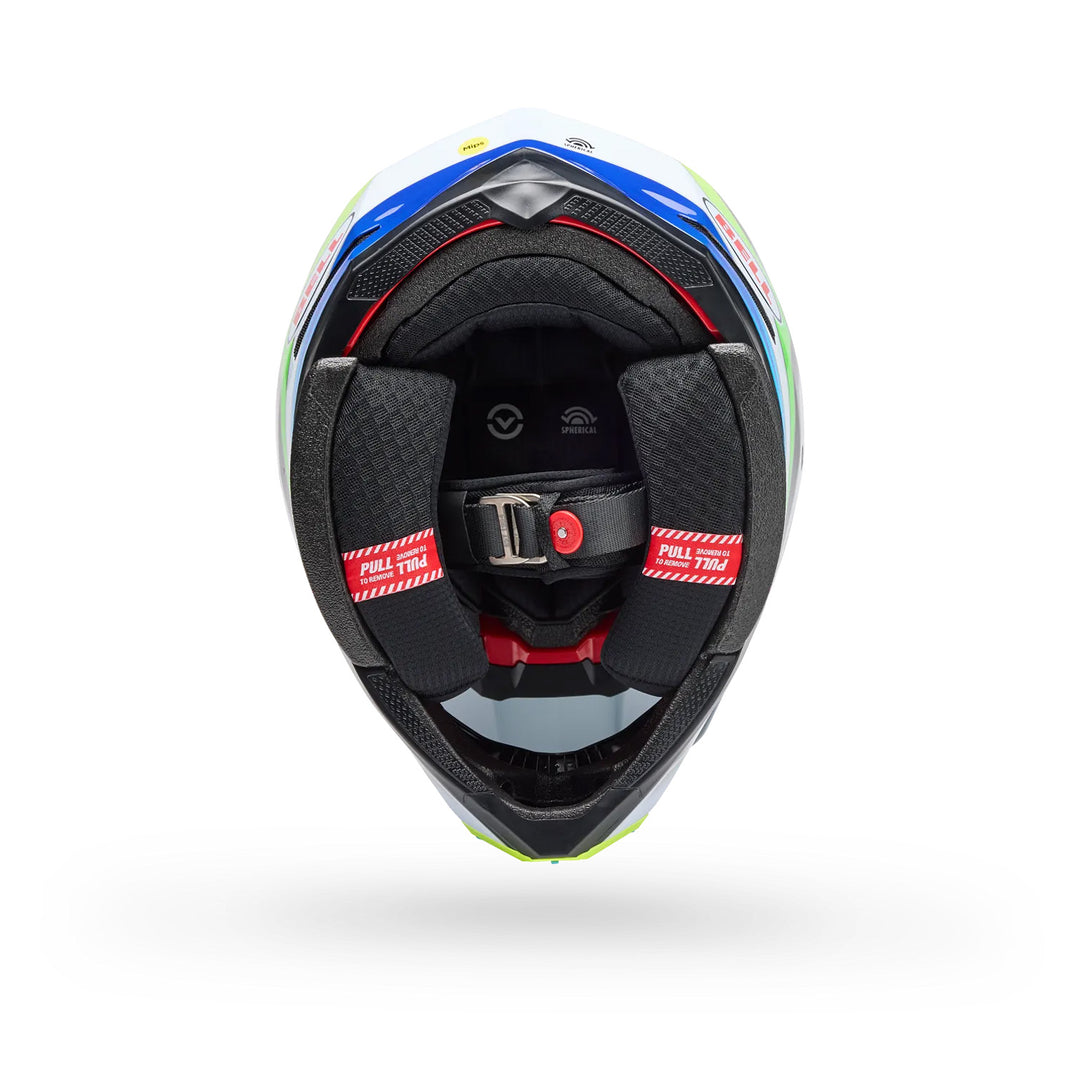 Bell Moto-10 Spherical Grid Helmet Gloss White/Black - Bottom Up View