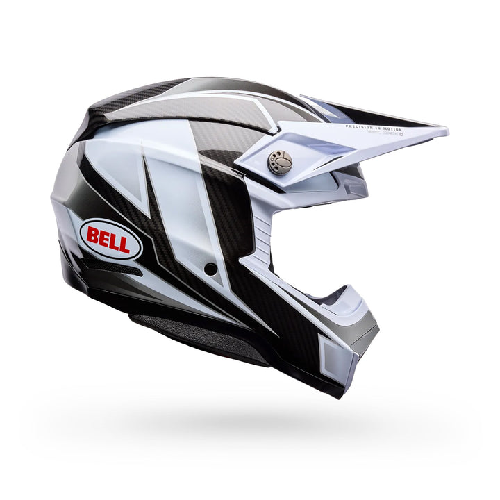 Bell Moto-10 Spherical Grid Helmet White/Black/Gray - Side View