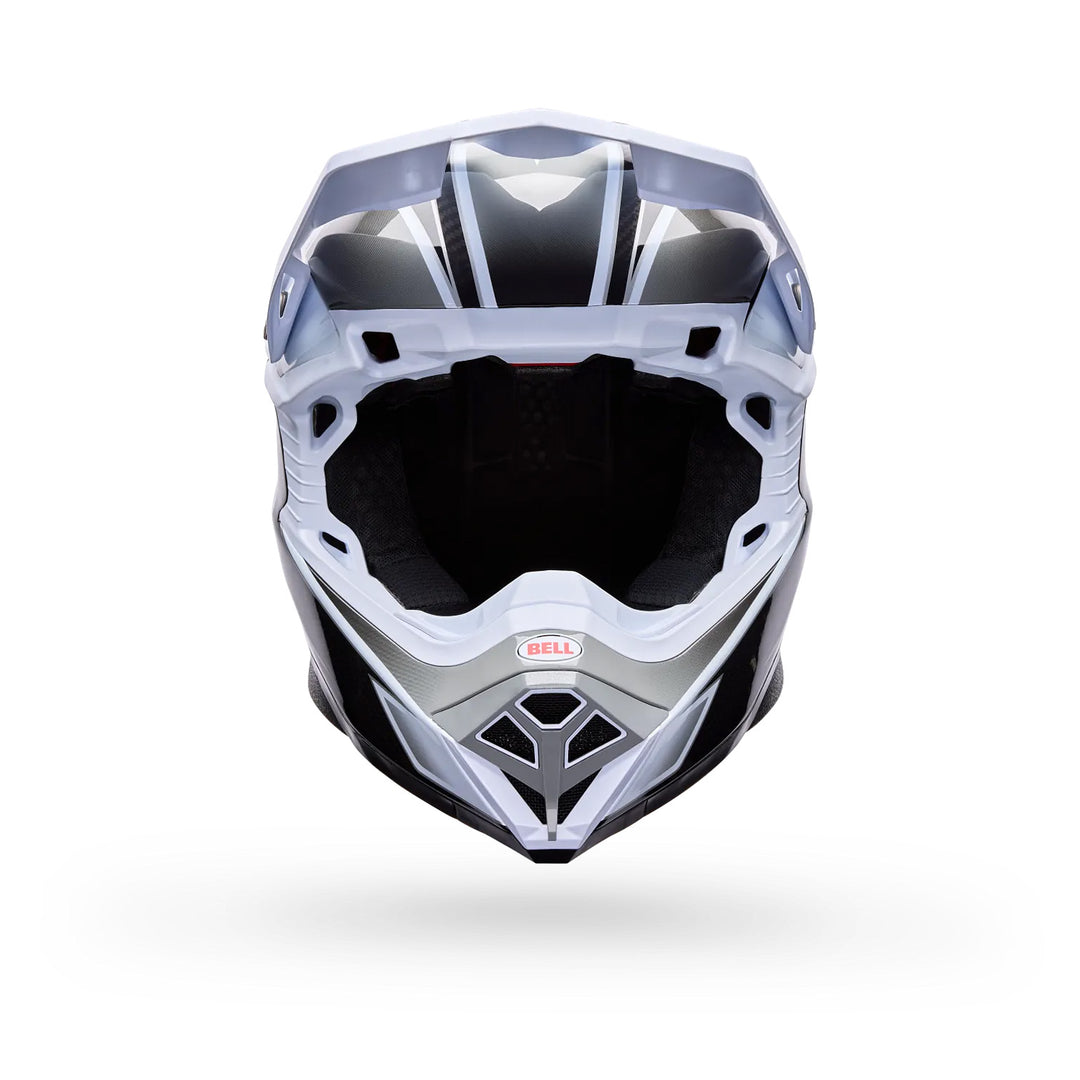 Bell Moto-10 Spherical Grid Helmet White/Black/Gray - Front View
