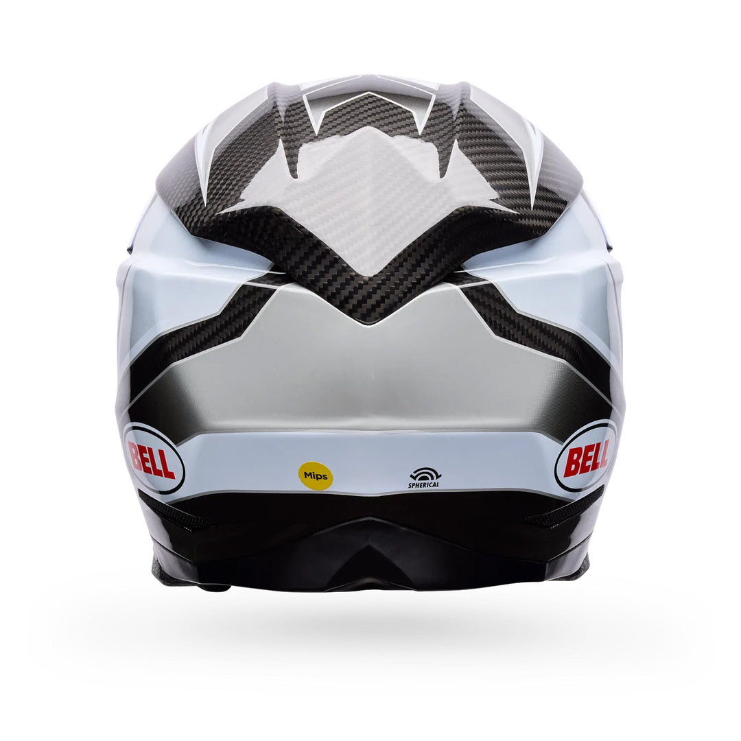 Bell Moto-10 Spherical Grid Helmet White/Black/Gray - Rear View