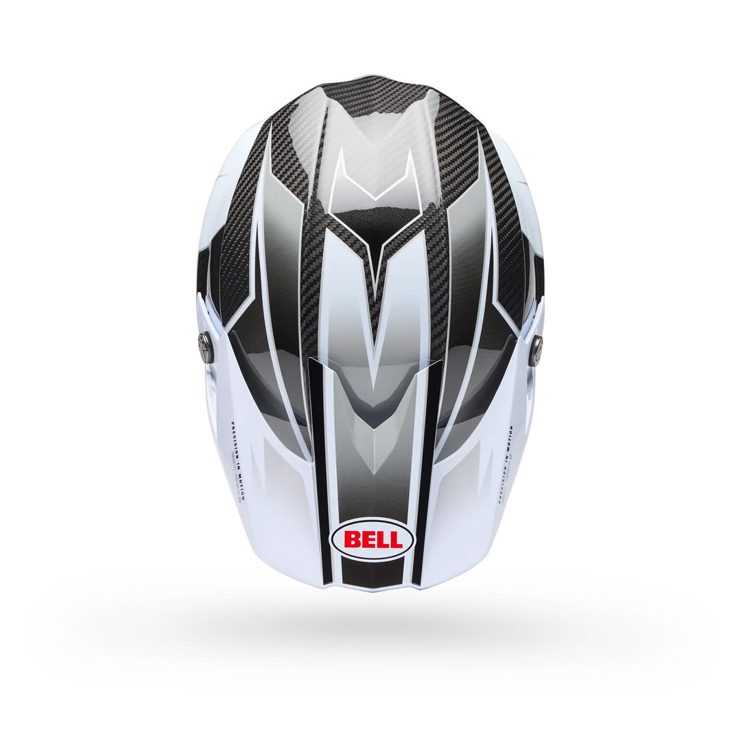 Bell Moto-10 Spherical Grid Helmet White/Black/Gray - Top Down View