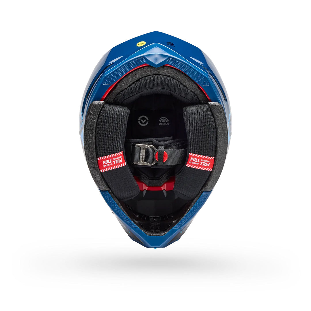 Bell Moto-10 Spherical Strike Helmet Gloss Blue - Bottom Up View