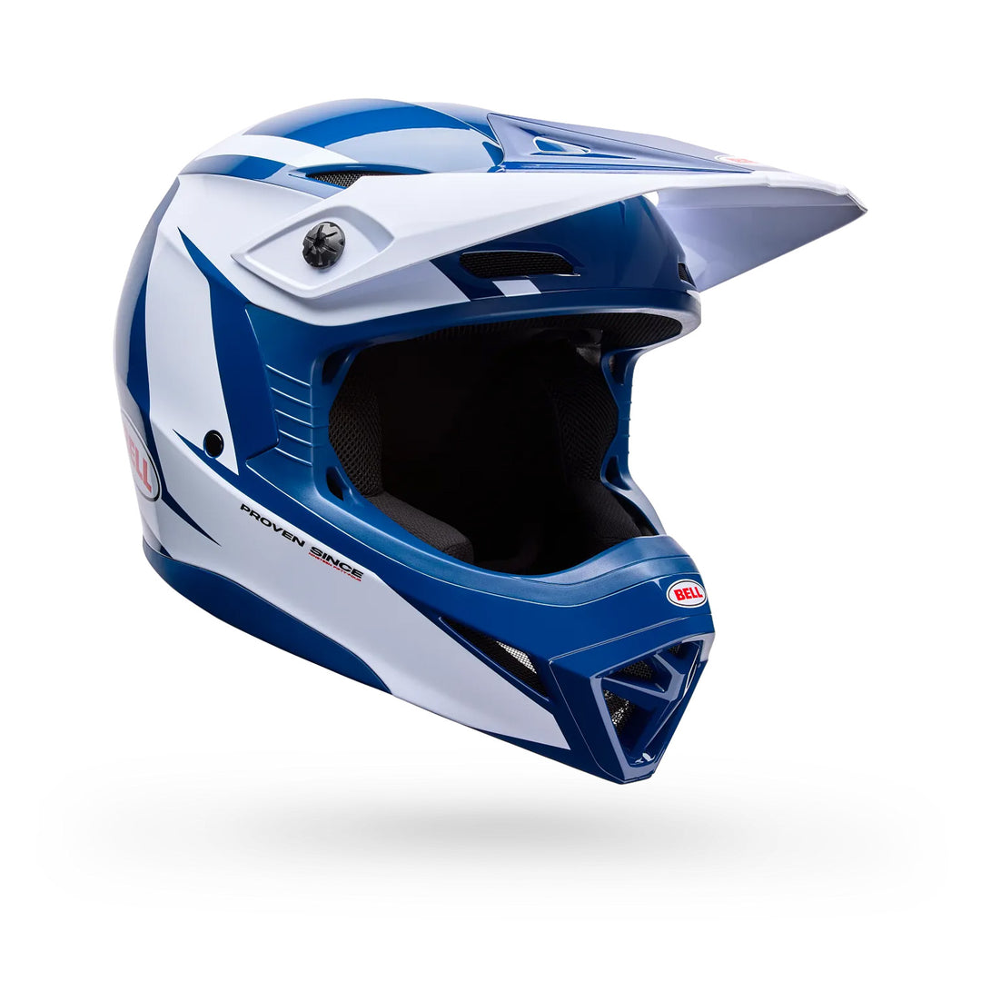 Bell MX-10 MIPS Talon Helmet Blue/White - Front Side View