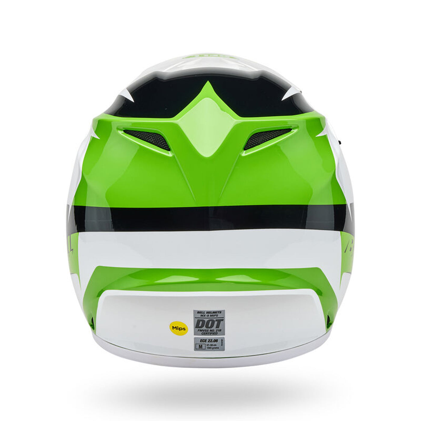 Bell MX-9 MIPS Rift Helmet Green/White - Rear View