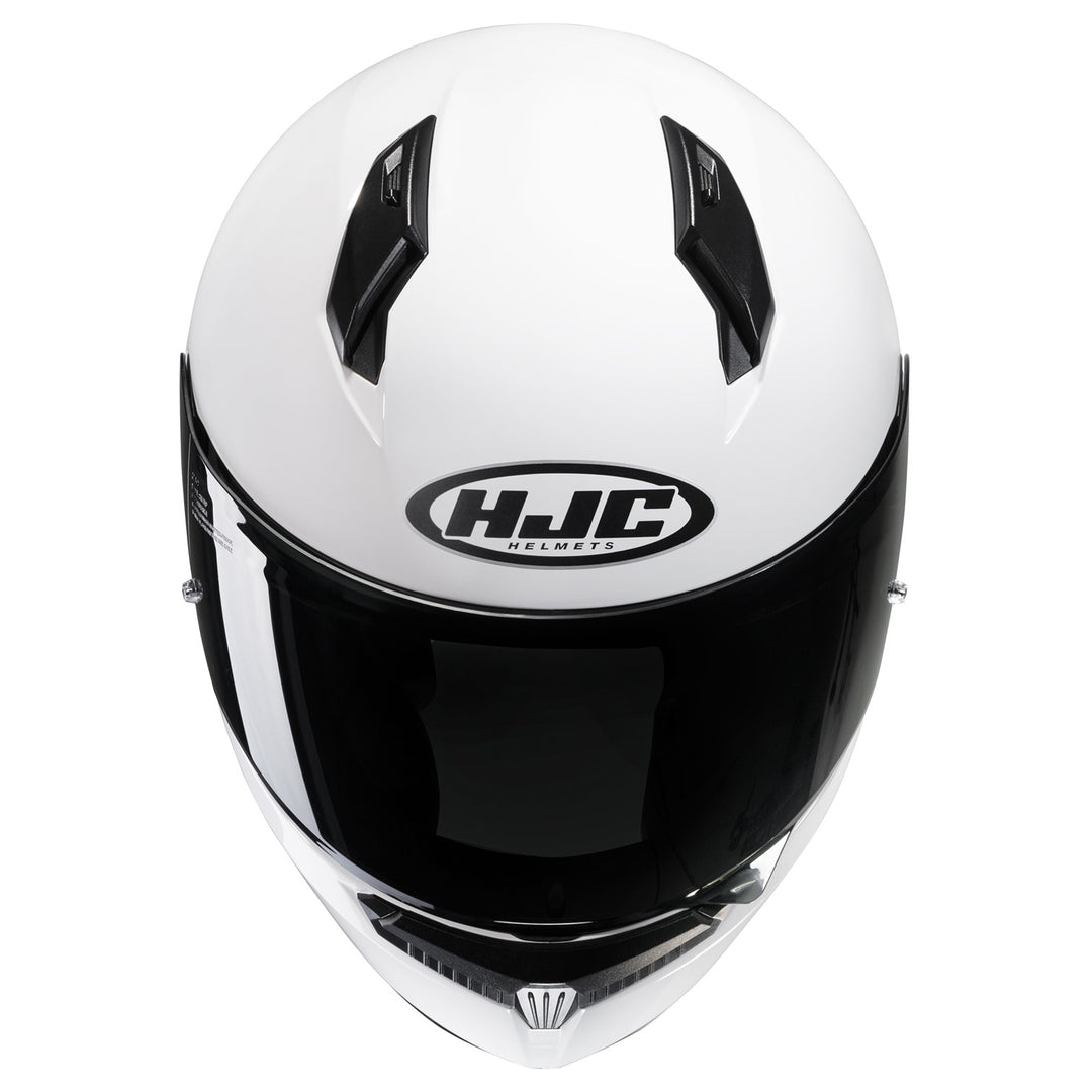 HJC C10 Solid Helmet White - Top Front View
