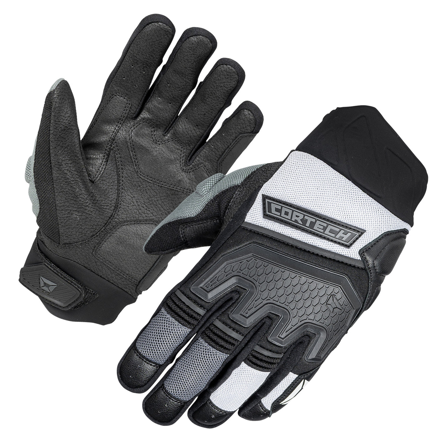 Cortech Men's Aero-Flo 2.0 Gloves Black/White - Back of Hand and Palm Views of Pair