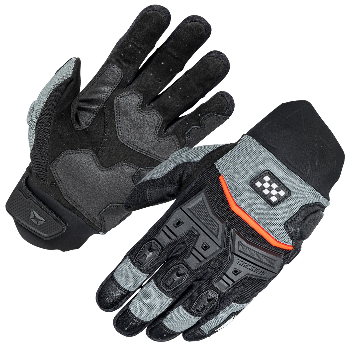 Cortech Men's Aero-Tec 2.0 Gloves Gunmetal - Back of Hand and Palm Views of Pair