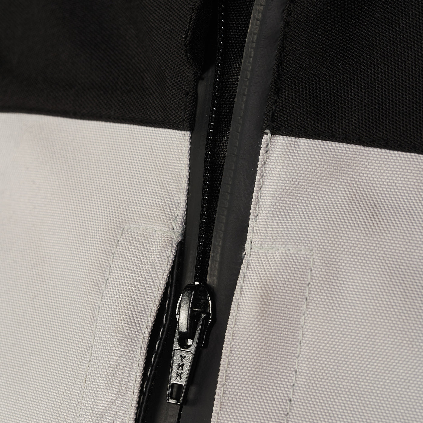 Cortech Men's Aero-Tec 2.0 Jacket Silver - Close-Up of Partially Unzipped Front Zipper