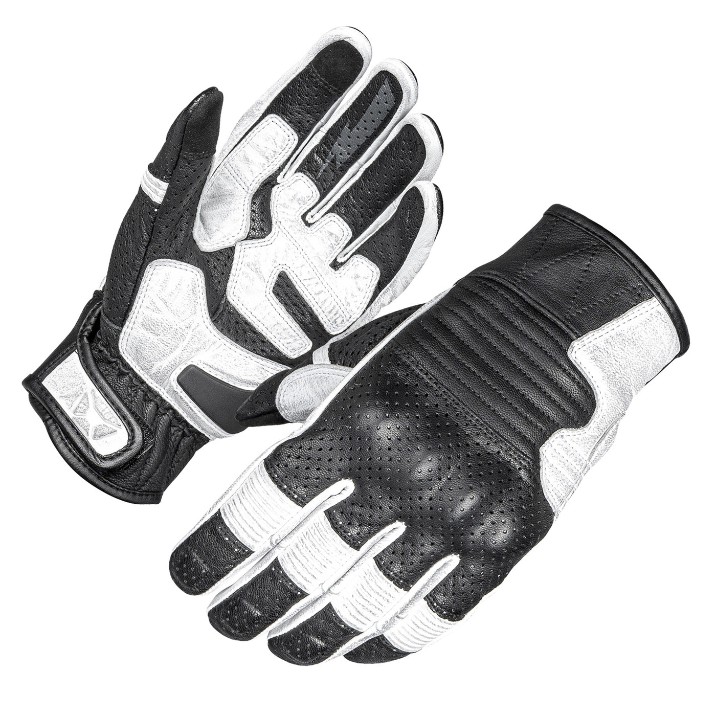 Cortech The Bully Leather 2.0 Gloves White/Black - Back of Hand and Palm Views of Pair