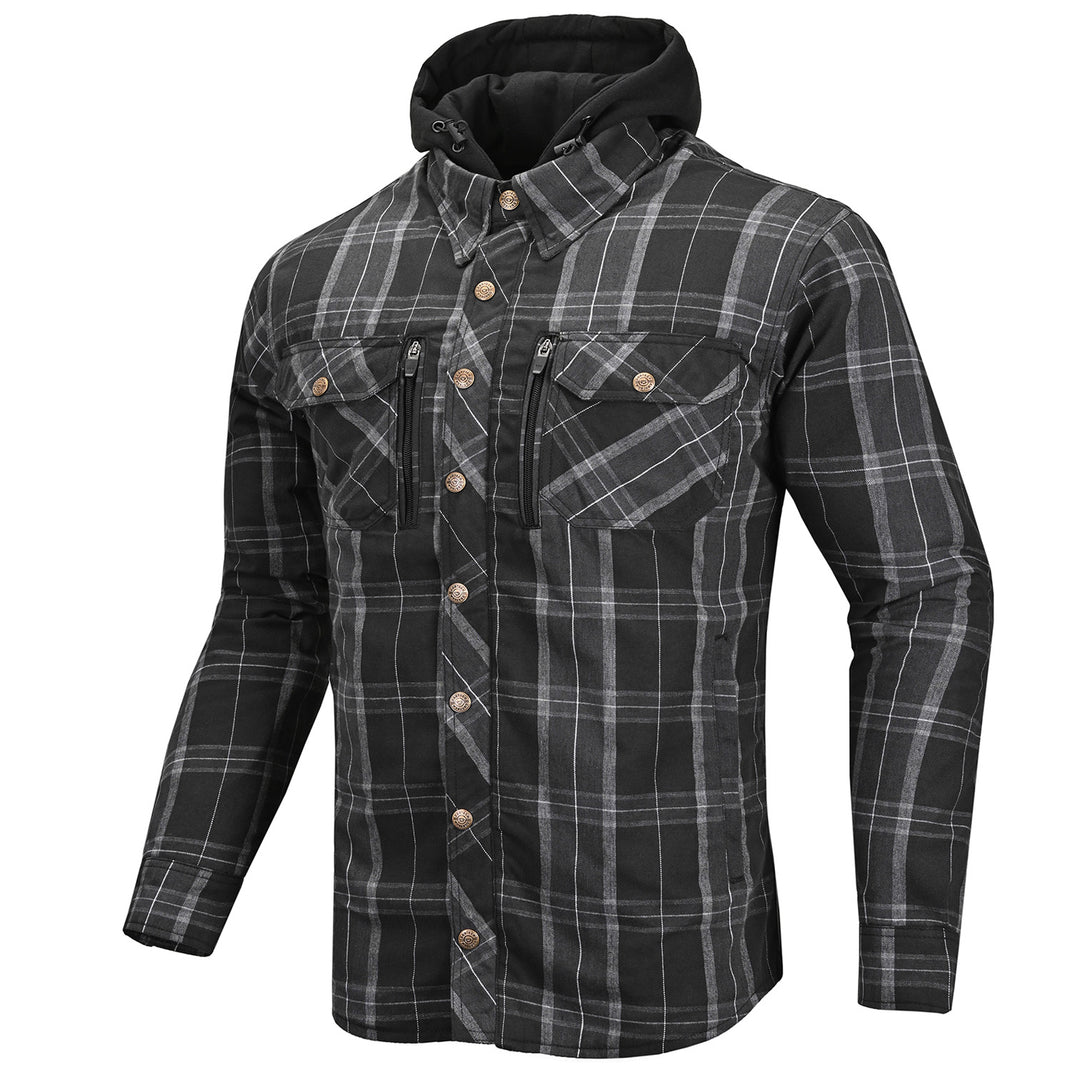 Cortech El Camino Riding Flannel Black/Grey - Front View