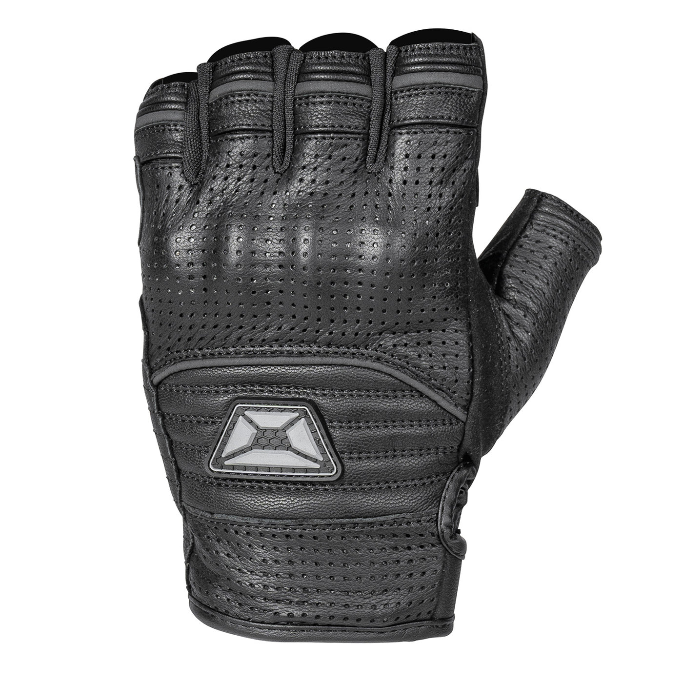 Cortech Flip-Off Armored Fingerless Gloves Black - Back of Hand View