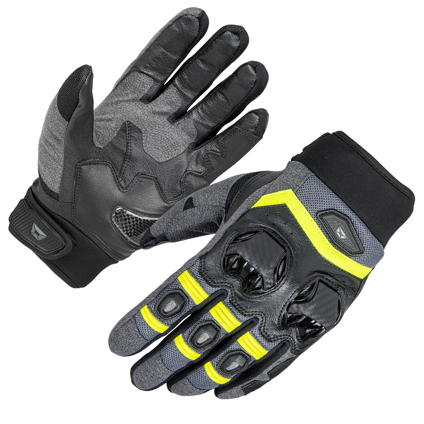 Cortech Men's Hyper-Flo 2.0 Gloves Hi-Viz - Back of Hand and Palm Views of Pair