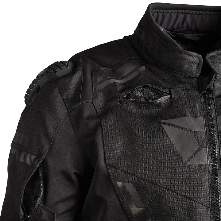 Cortech Men's Hyper-Tec 2.0 Jacket Black - Close-Up of Open Chest Vent and Open Arm Vent