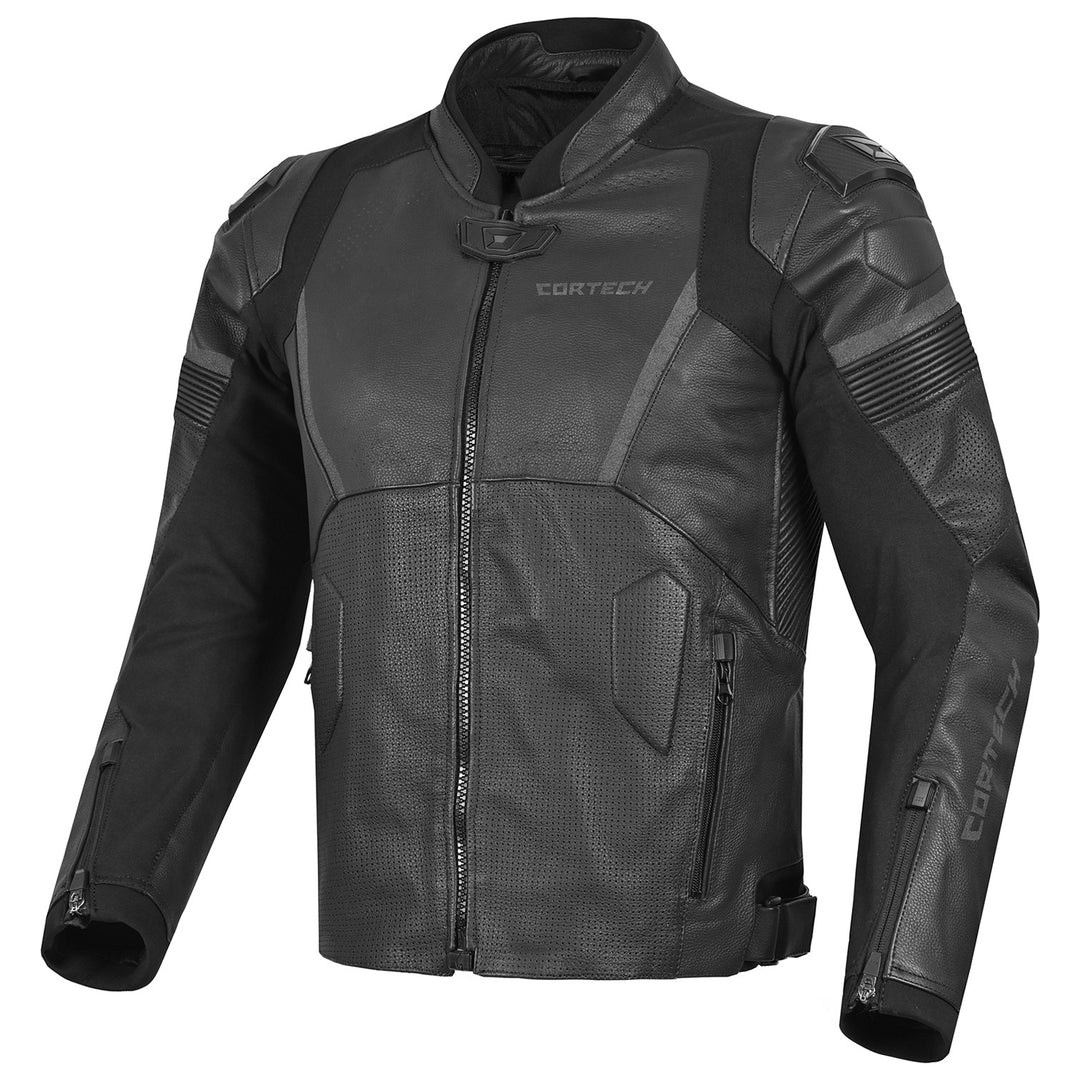 Cortech Revo Leather Jacket Black - Front View