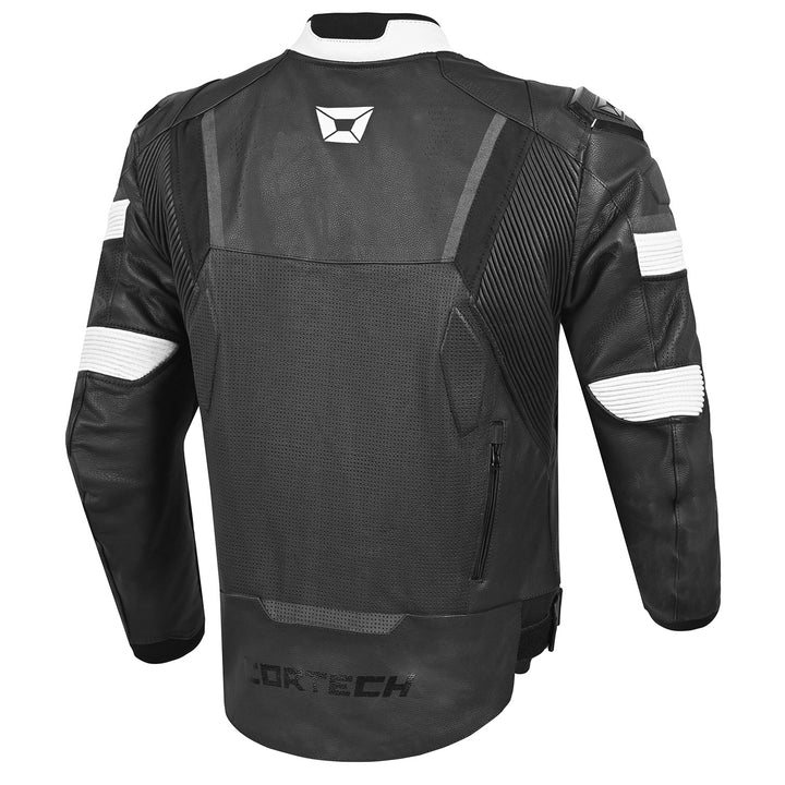 Cortech Revo Leather Jacket Black/White - Rear View