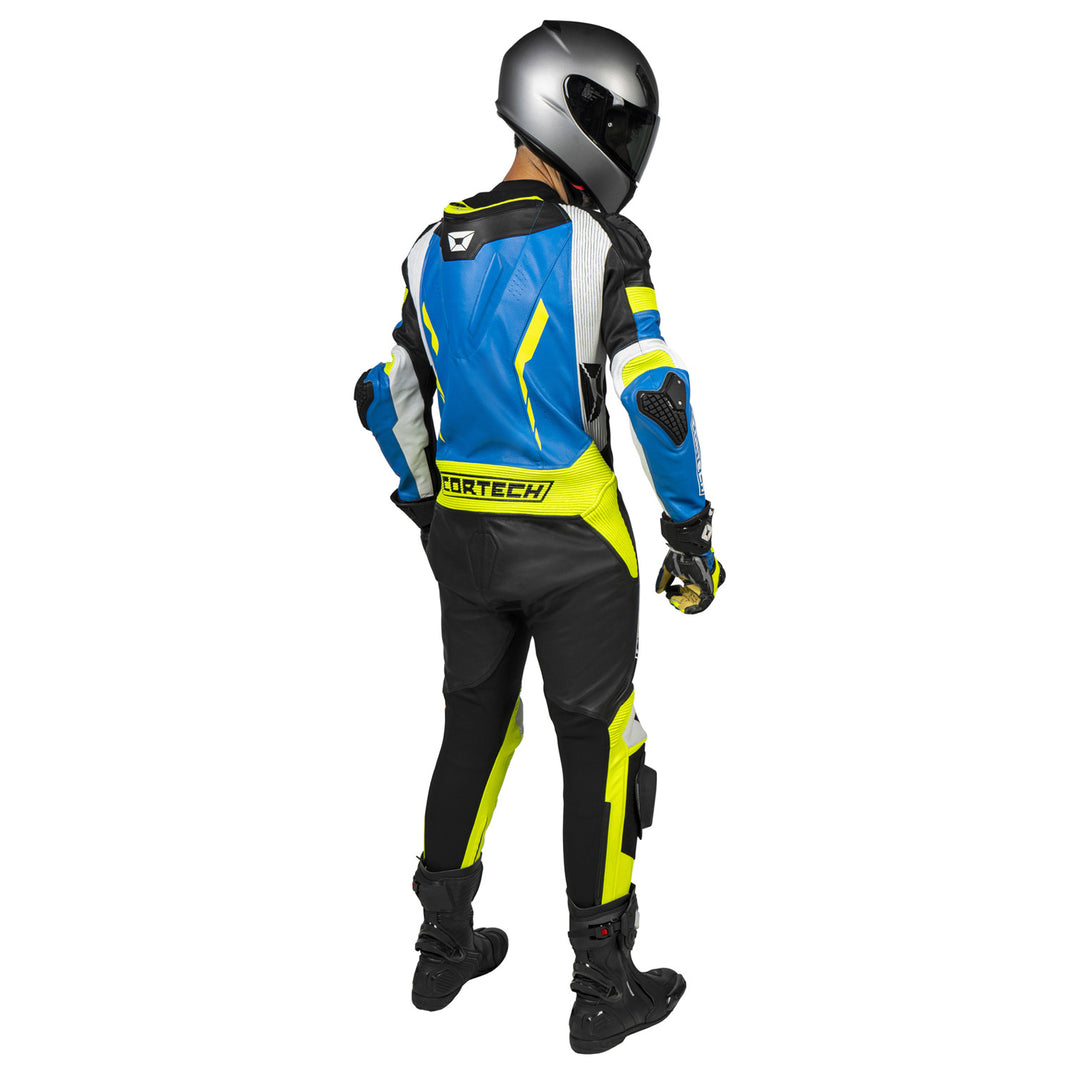 Cortech Sector Pro Air 1-Piece Leather Suit Blue/Hi-Viz - Rear View