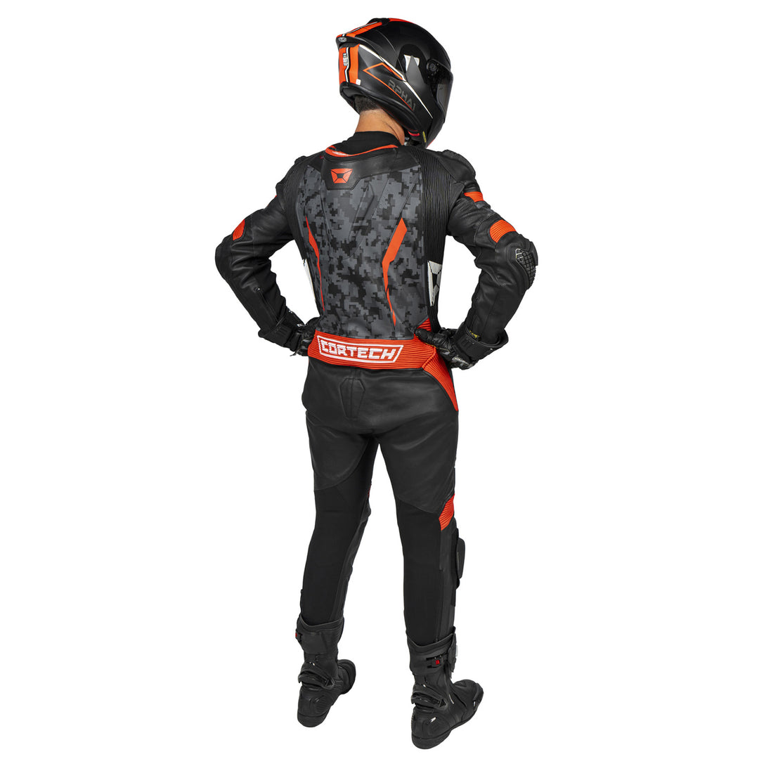 Cortech Sector Pro Air 1-Piece Leather Suit Camo/Red - Rear View