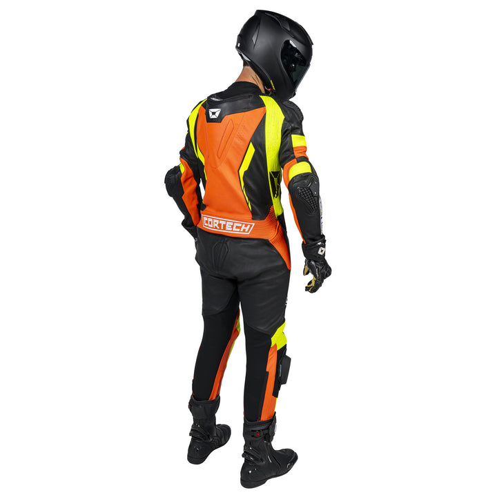 Cortech Sector Pro Air 1-Piece Leather Suit Hi-Viz/Orange - Rear View