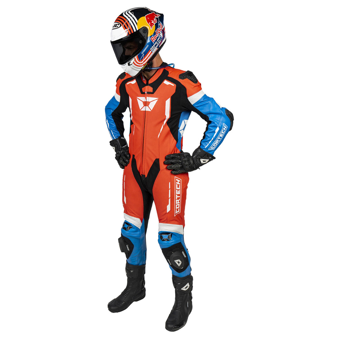 Cortech Sector Pro Air 1-Piece Leather Suit Red/Blue - Front View