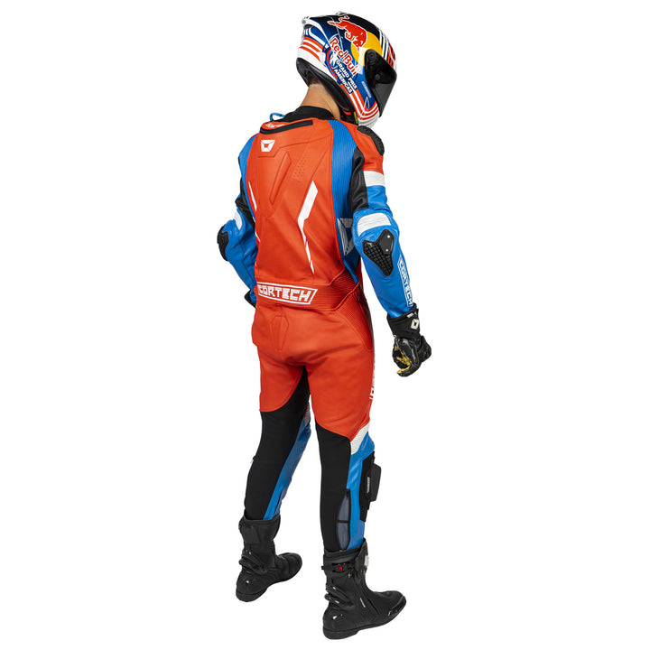 Cortech Sector Pro Air 1-Piece Leather Suit Red/Blue - Rear View