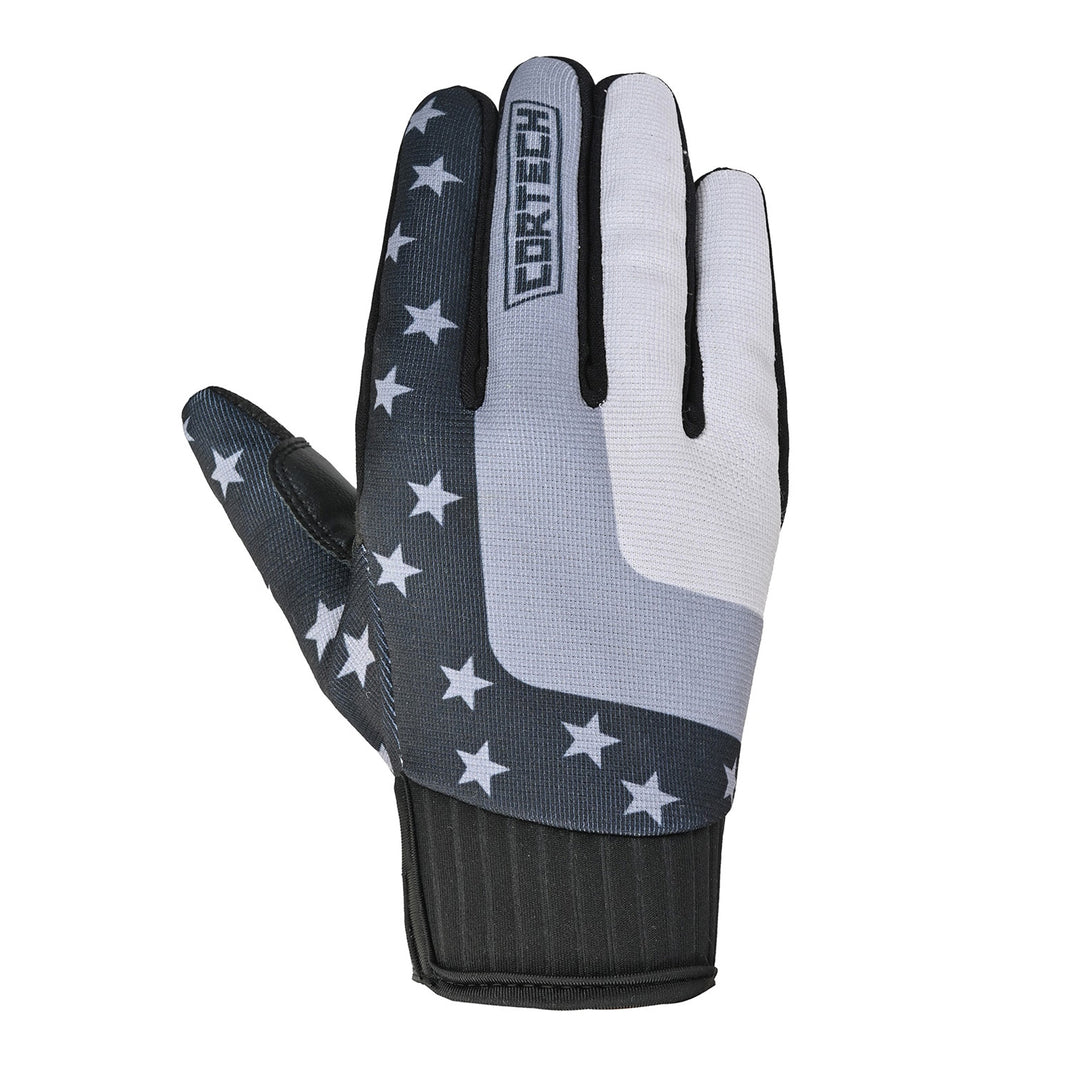 Cortech Standard Issue Flag Gloves Black/Grey - Back of Hand View