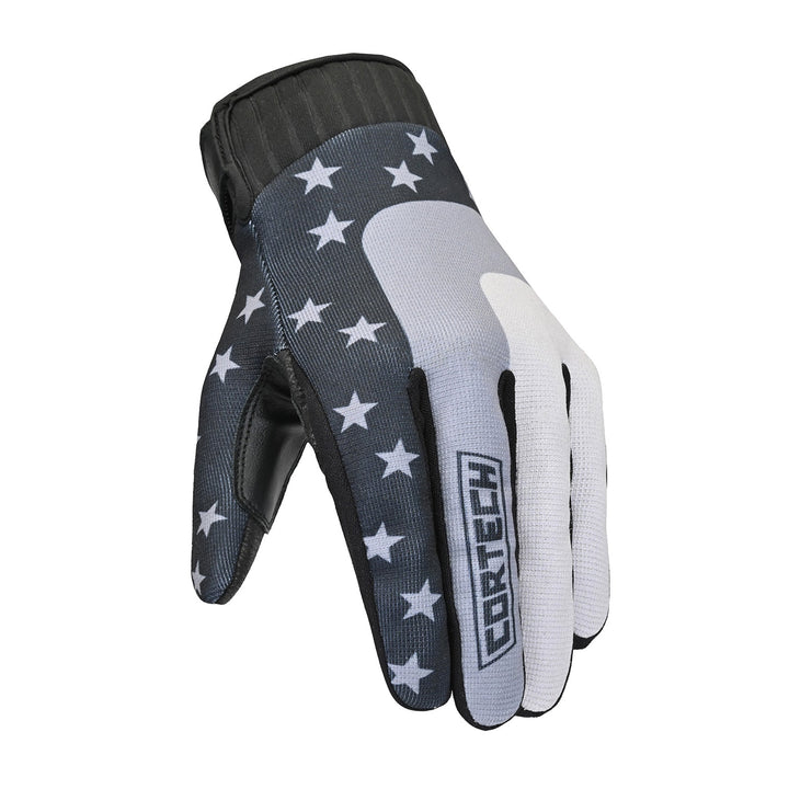 Cortech Standard Issue Flag Gloves Black/Grey - Angled Back of Hand View