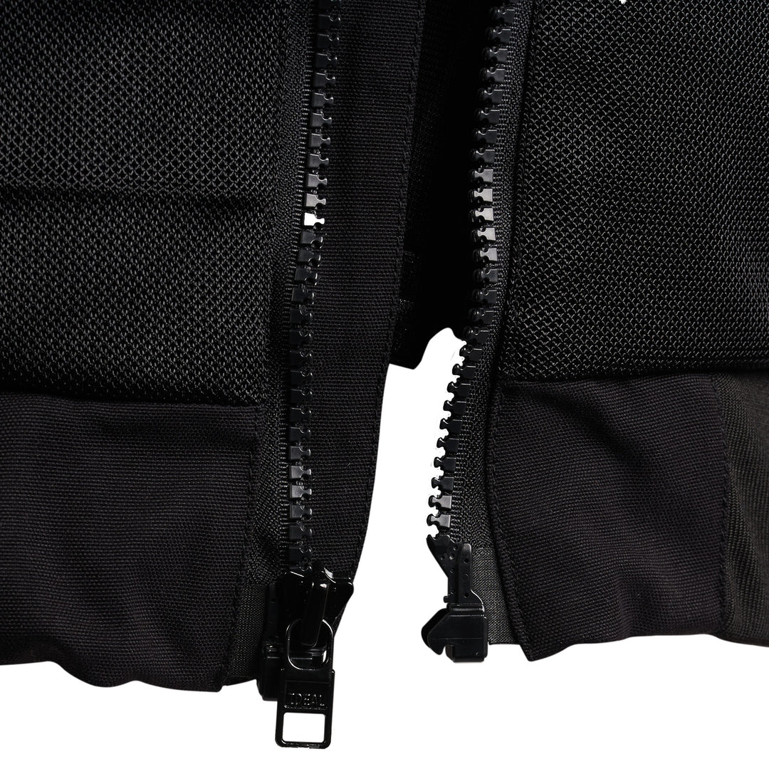 Cortech Versa-Flo Jacket Black - Close-Up of Front Zipper