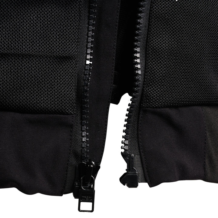 Cortech Versa-Flo Jacket Black - Close-Up of Front Zipper