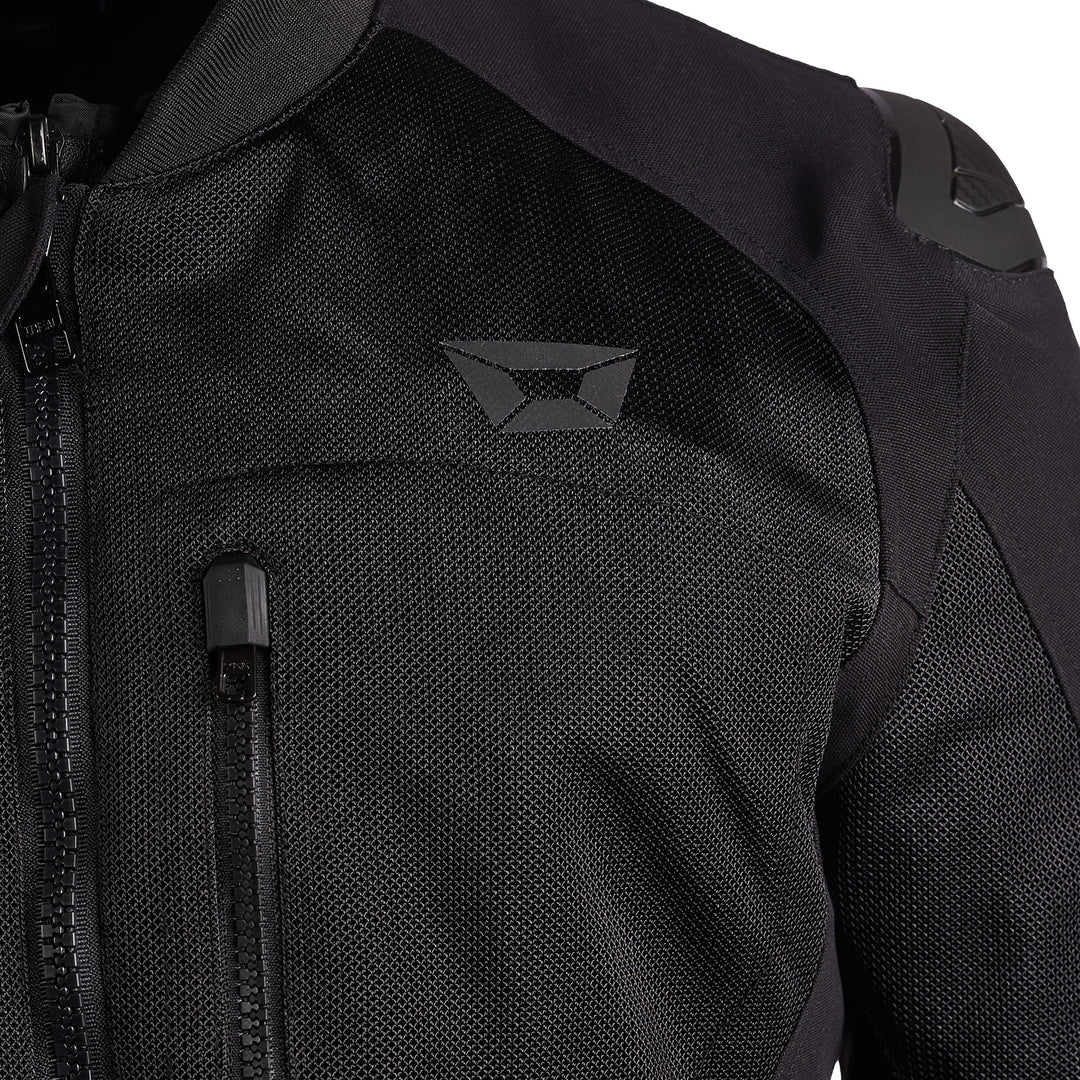 Cortech Versa-Flo Jacket Black - Close-up of Logo on Chest