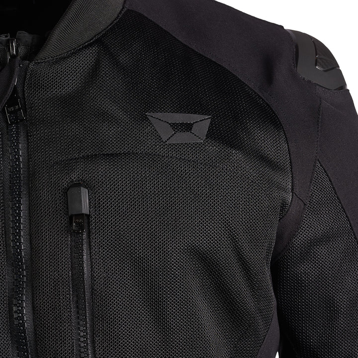 Cortech Versa-Flo Jacket Black - Close-up of Logo on Chest