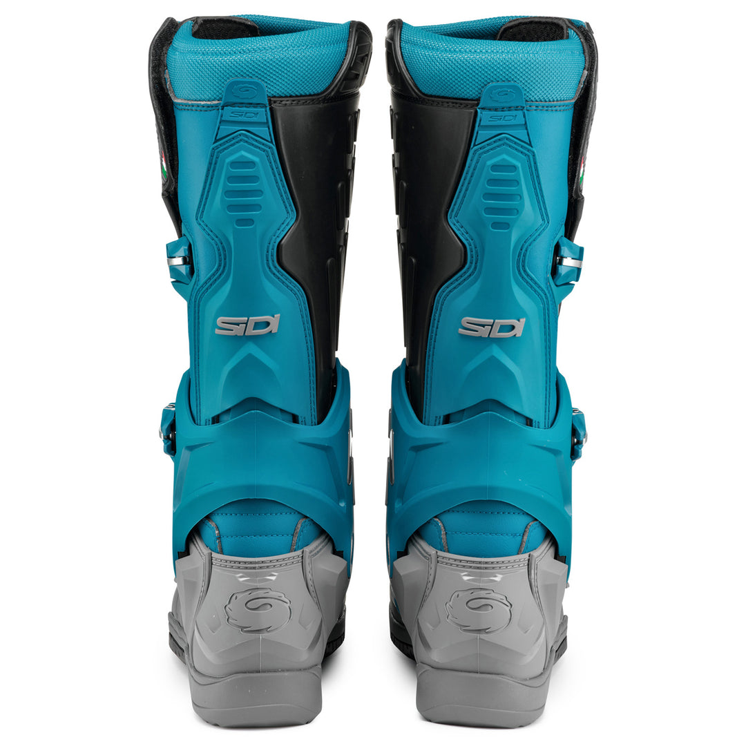 Sidi Cross Air SL Boots Gray/Petrol - Rear View of Pair