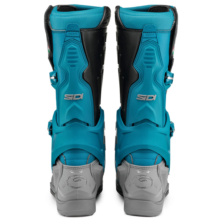 Sidi Cross Air SL Boots Gray/Petrol - Rear View of Pair