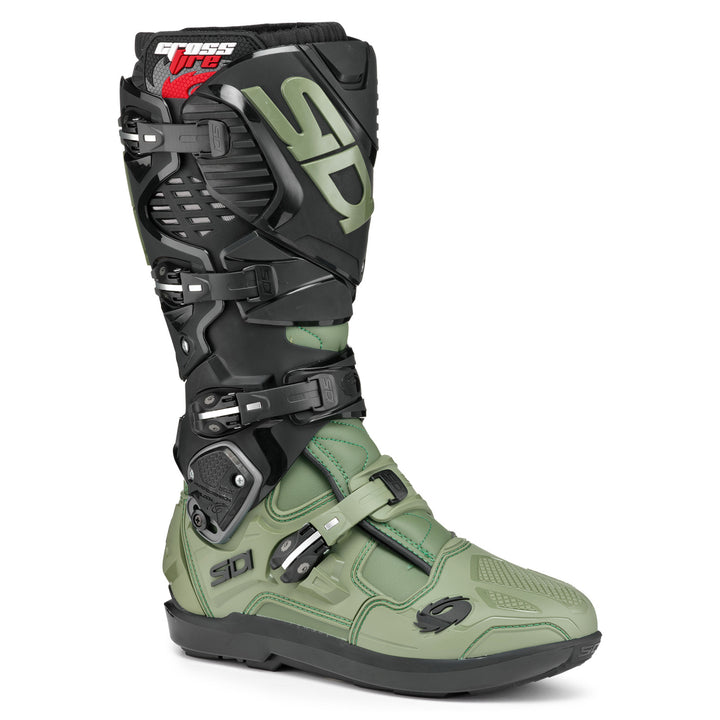Sidi Crossfire 3 SRS Boots Army/Black - Front Side View