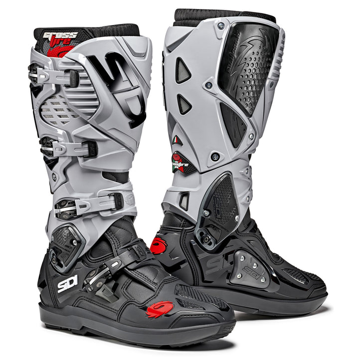 Sidi Crossfire 3 SRS Boots Black/Ash - Front Side View of Pair