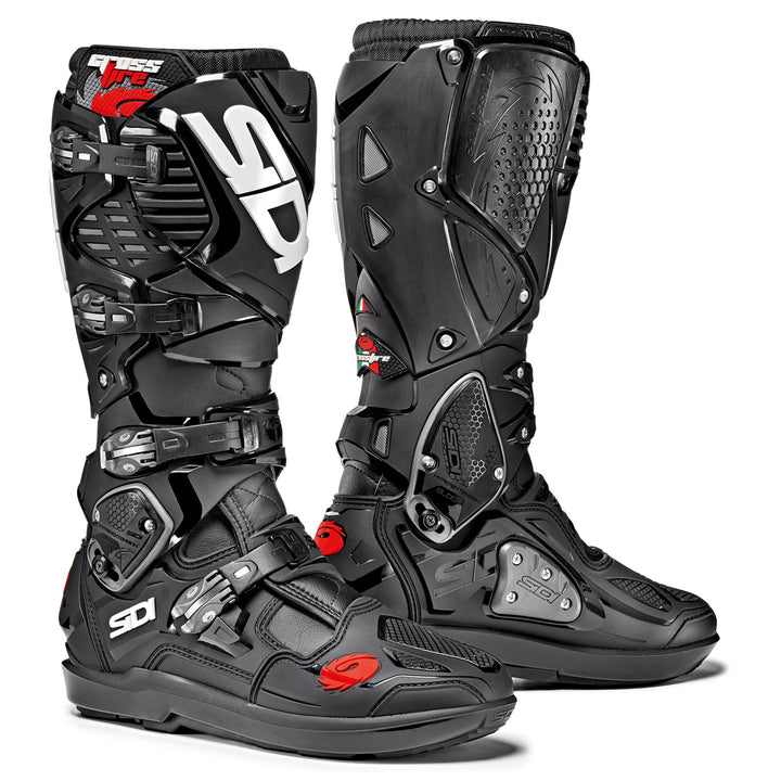 Sidi Crossfire 3 SRS Boots Black/Black - Front Side View of Pair