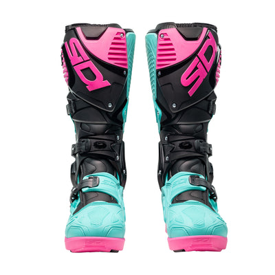 Sidi Crossfire 3 SRS Boots Black/Mint/Pink - Front View of Pair