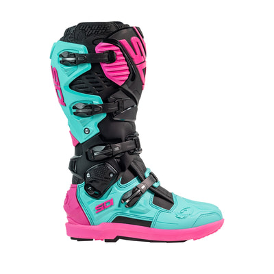 Sidi Crossfire 3 SRS Boots Black/Mint/Pink - Outer Side View