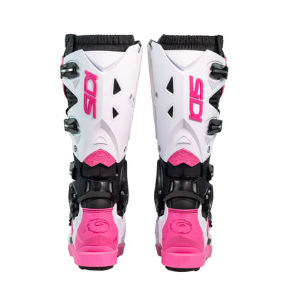 Sidi Crossfire 3 SRS Boots Black/White/Pink - Rear View of Pair