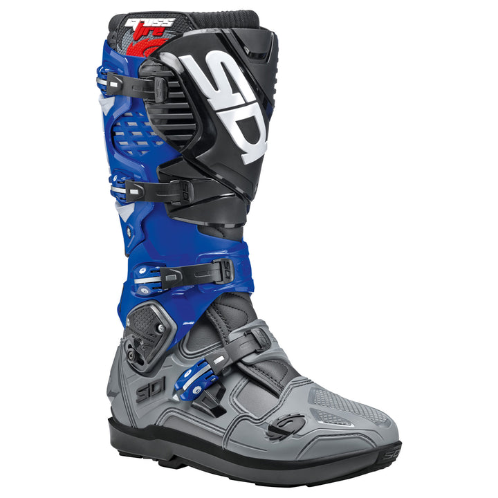 Sidi Crossfire 3 SRS Boots Gray/Blue/Black - Front Side View