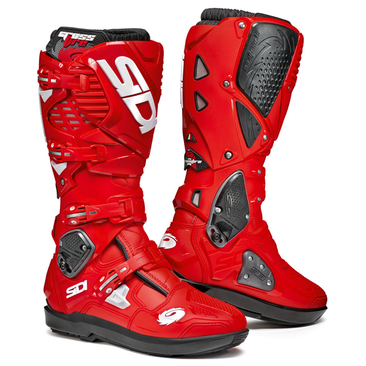 Sidi Crossfire 3 SRS Boots Red/Red - Front Side View of Pair
