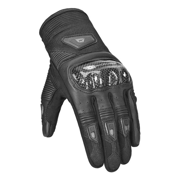 Cortech Apex Air Gloves Black - Angled Back of Hand View